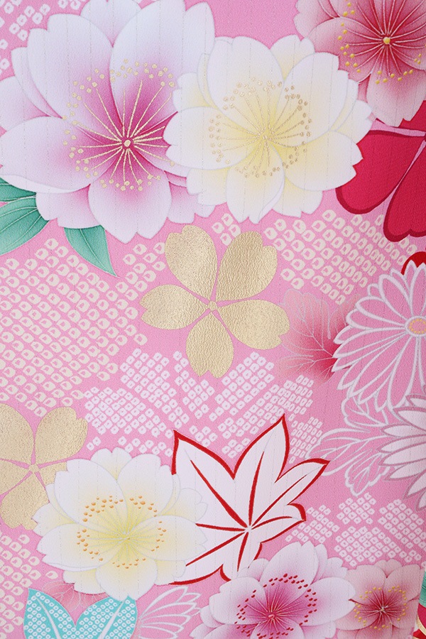 振袖 レンタル 成人式 フルセット ｸﾘｰﾑ×ﾋﾟﾝｸ