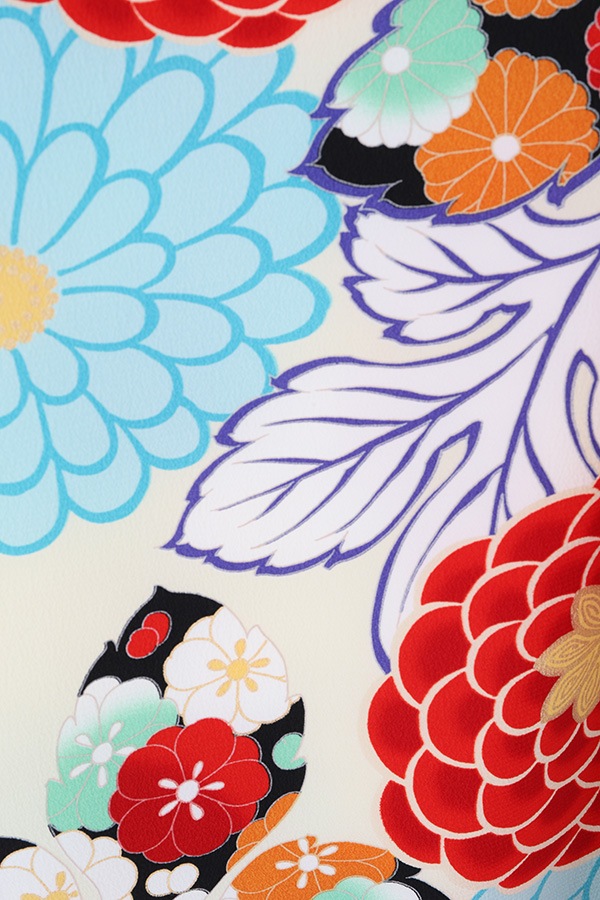 振袖 レンタル 成人式 フルセット ｸﾘｰﾑ×水色