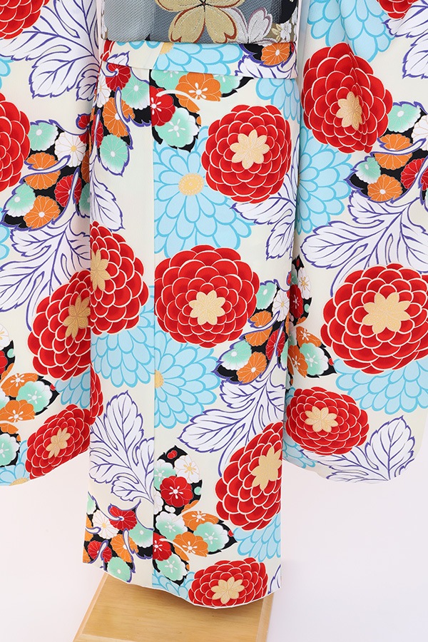 振袖 レンタル 成人式 フルセット ｸﾘｰﾑ×水色