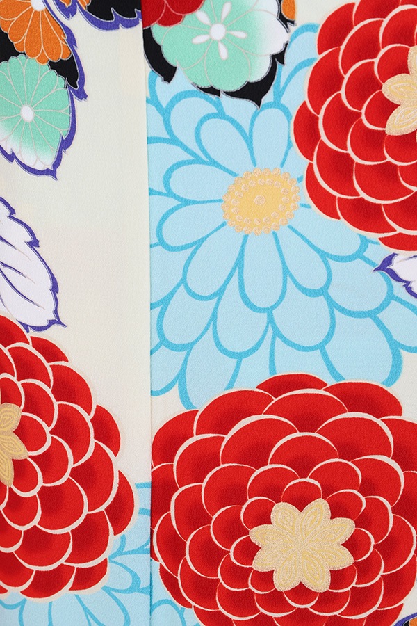 振袖 レンタル 成人式 フルセット ｸﾘｰﾑ×水色