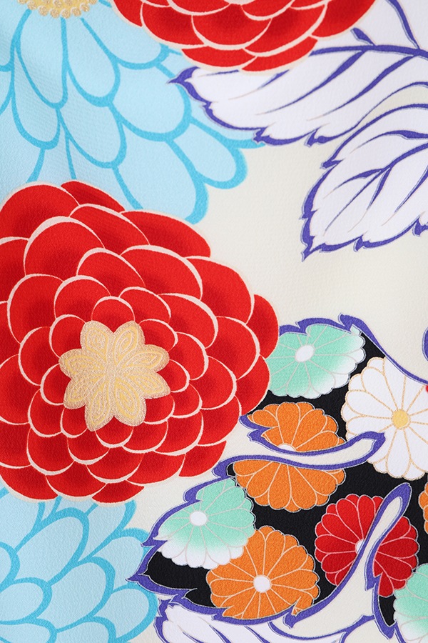 振袖 レンタル 成人式 フルセット ｸﾘｰﾑ×水色