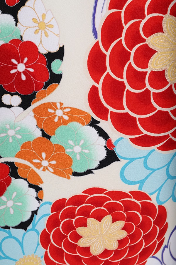 振袖 レンタル 成人式 フルセット ｸﾘｰﾑ×水色