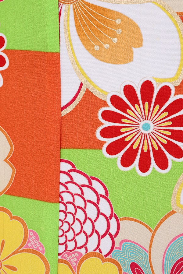 振袖 レンタル 成人式 フルセット 黄緑×ｵﾚﾝｼﾞ