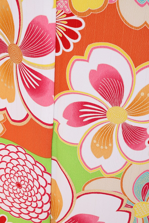 振袖 レンタル 成人式 フルセット 黄緑×ｵﾚﾝｼﾞ