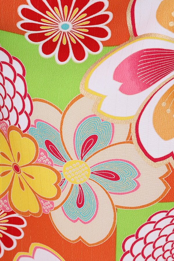 振袖 レンタル 成人式 フルセット 黄緑×ｵﾚﾝｼﾞ