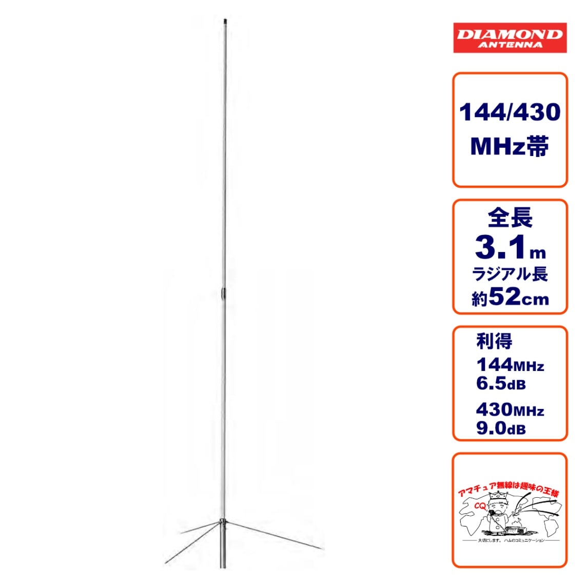 X300 ダイヤモンド 144/430MHZ帯高利得2バンドグランドプレーン