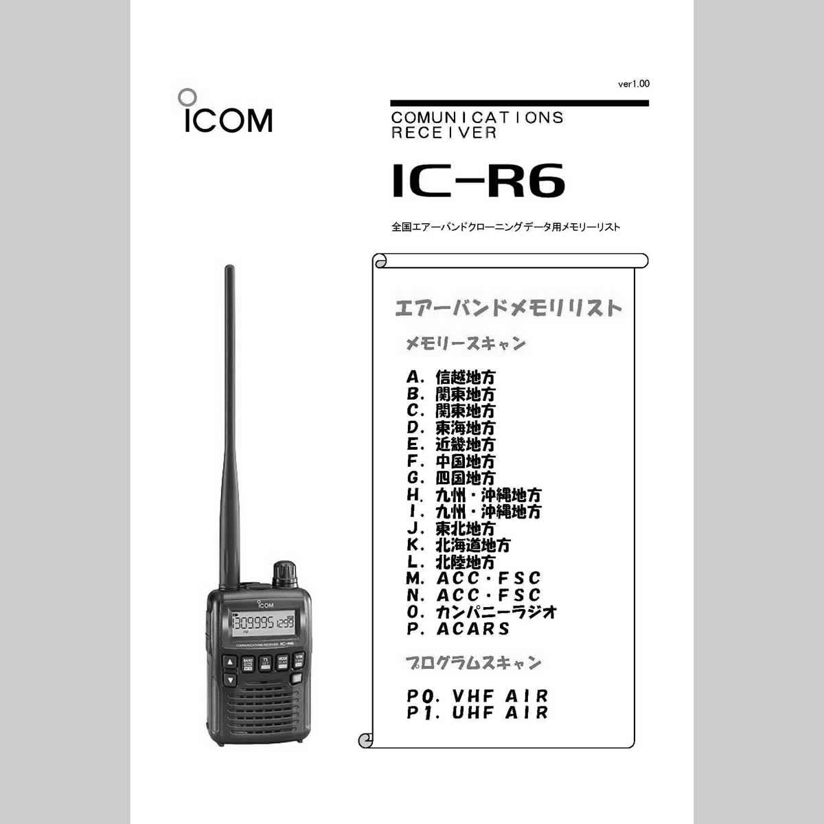 IC-R6 エアーバンドスペシャル アイコム 広帯域ハンディレシーバー 無線機,受信機（ワイドバンドレシーバー）,アイコム  中部特機産業