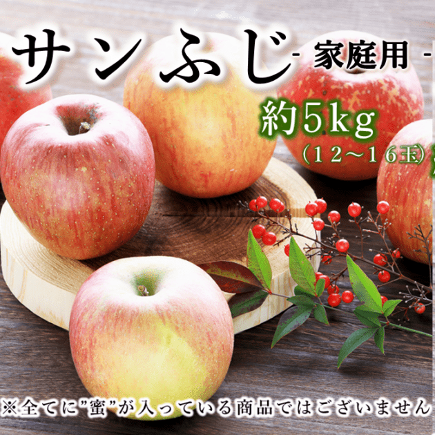 りんご サンふじ【家庭用】 約5kg(12~16玉) S331 11月下旬~12月中旬発送