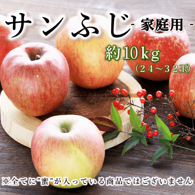 りんご サンふじ 【家庭用】 約10kg(24~32玉) S332 11月下旬~12月中旬発送
