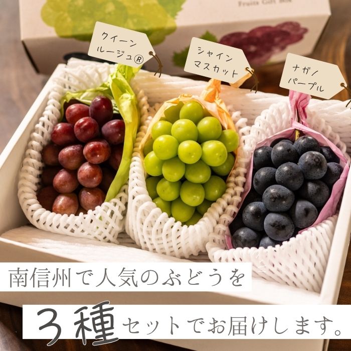 S022 ぶどう　南信州プレミアムぶどう3種セット　約2kg(3房)【冷蔵】　7月下旬～発送