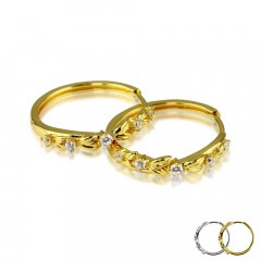 シルバー925 フラワーデザイン 中折れ フープピアス