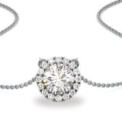 0.63ct / 1.15ct モアサナイト HALO ネックレス プラチナ 又は 18金 ゴールド