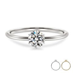 【IGI鑑定書付き】Pt900 / K18  0.3カラット ダイヤモンド 6爪 ソリティアリング（ラボグロウン・ダイヤモンド）