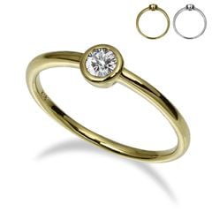 【IGI鑑定書付き】Pt900 / K18  0.3カラット ダイヤモンド ベゼル ソリティアリング（ラボグロウン・ダイヤモンド）