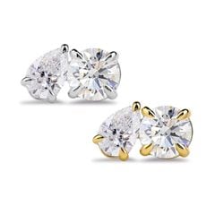 【IGI鑑定書付】PT900 / K18 【Toi et Moi 】計1.1ct ダイヤモンドピアス