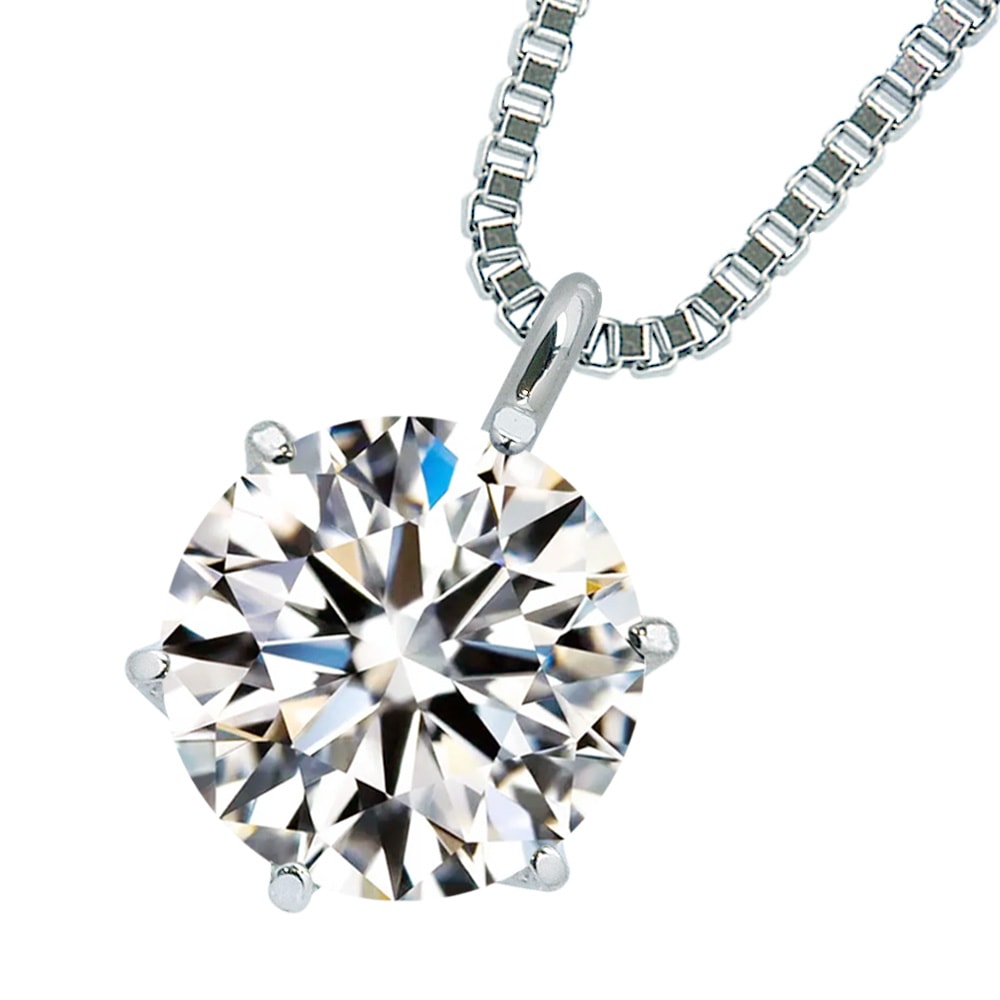 【1.5ct】ラボグロウンダイヤモンド ネックレス D/VVS2/3EX Pt900 K18 6爪 一粒｜JEWELRY CASTLE