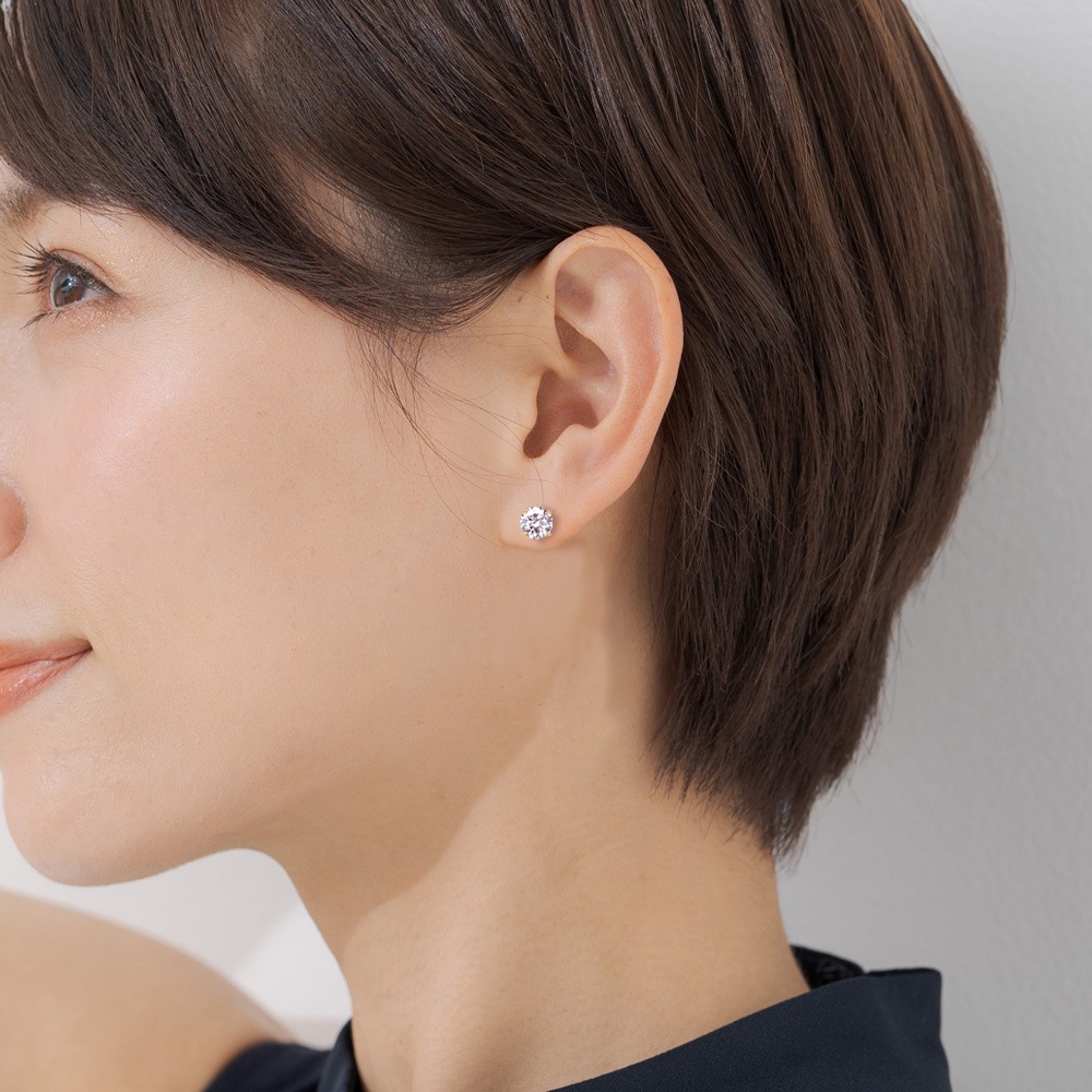 【IGI鑑定書付】Pt900 / K18 ダイヤモンド 4爪 一粒 ピアス ラボグロウン ダイヤモンド（0.3ct 0.5ct 1.0ct）