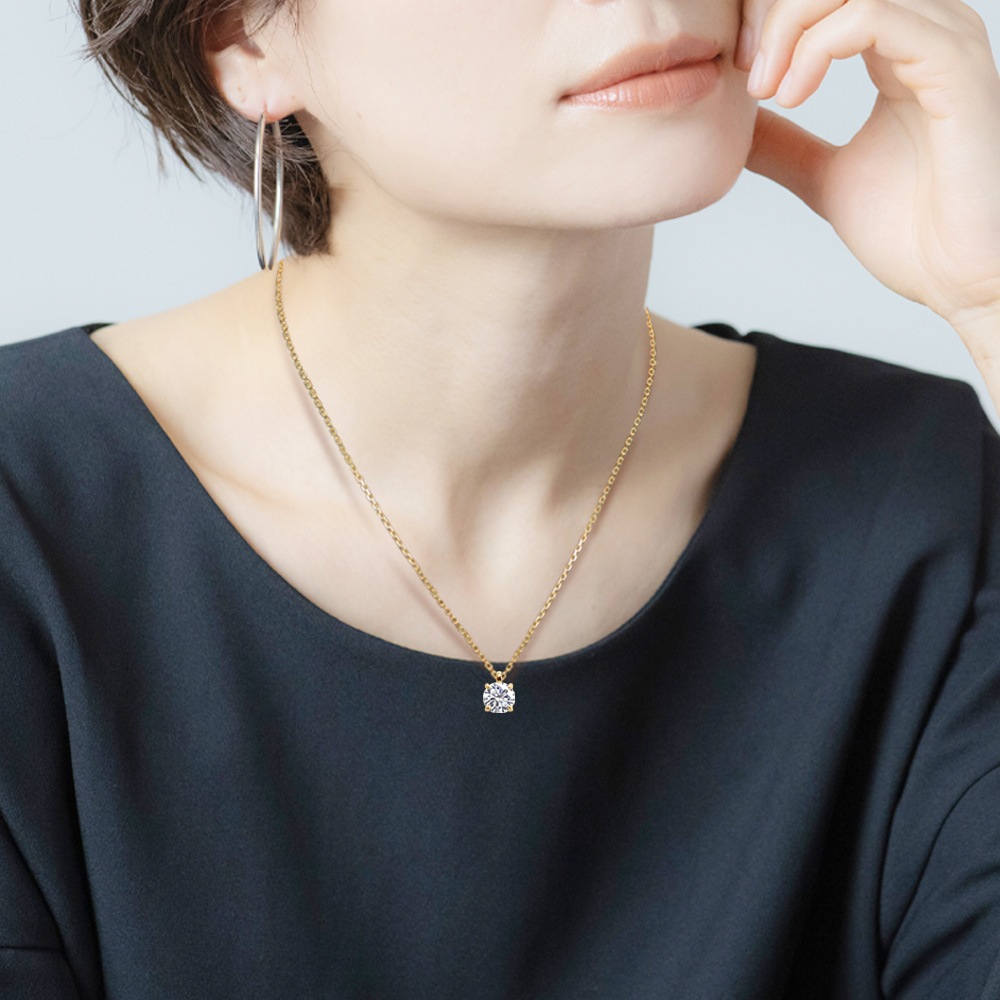 【IGI鑑定書付】Pt900 / K18 3カラット ダイヤモンド 4爪 一粒 ネックレス ラボグロウン ダイヤモンド