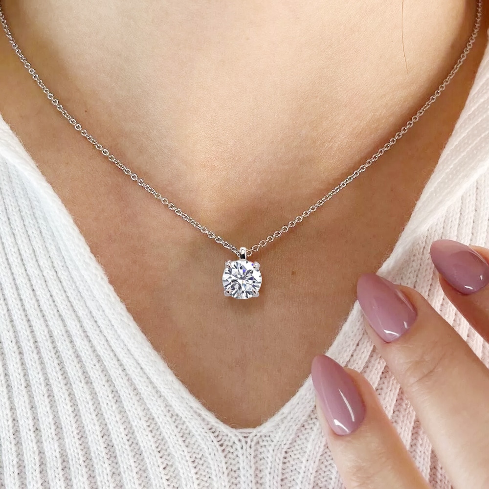 【IGI鑑定書付】Pt900 / K18 3カラット ダイヤモンド 4爪 一粒 ネックレス ラボグロウン ダイヤモンド