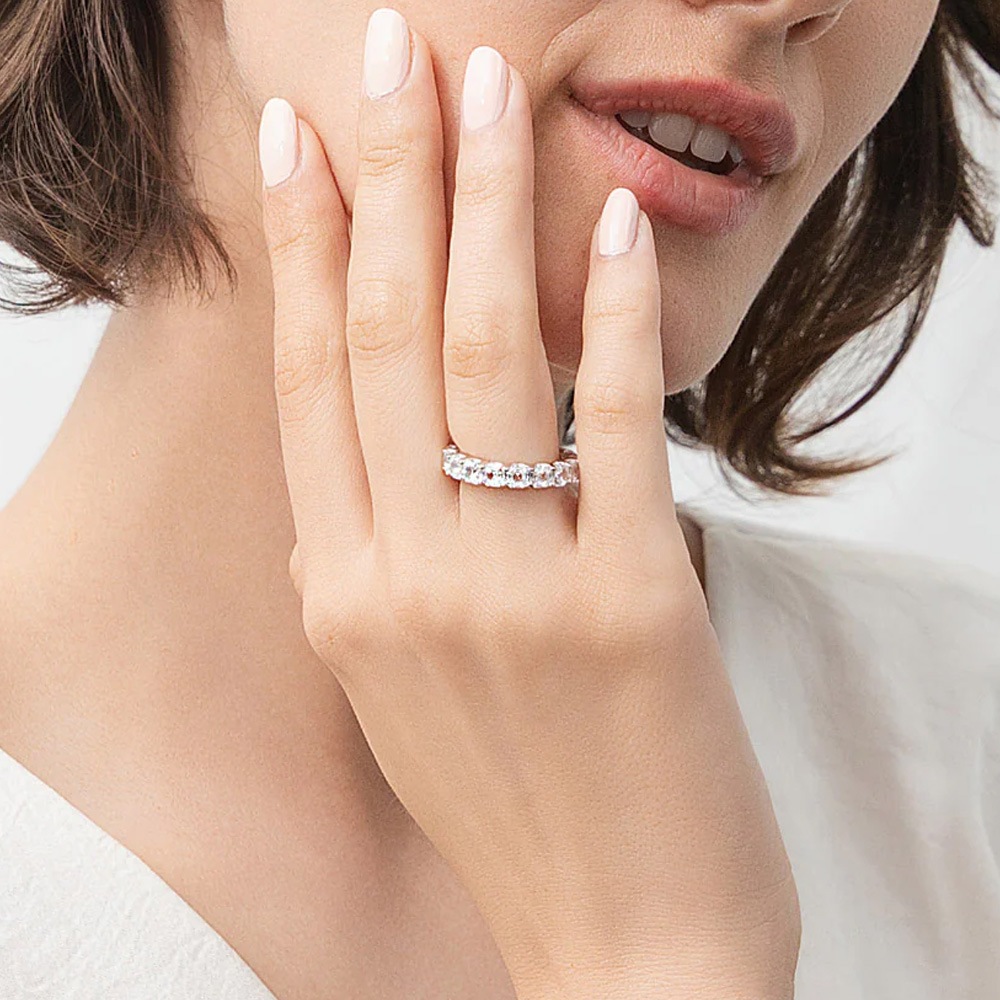 Pt900 / K18 3カラット モアサナイト フルエタニティリング