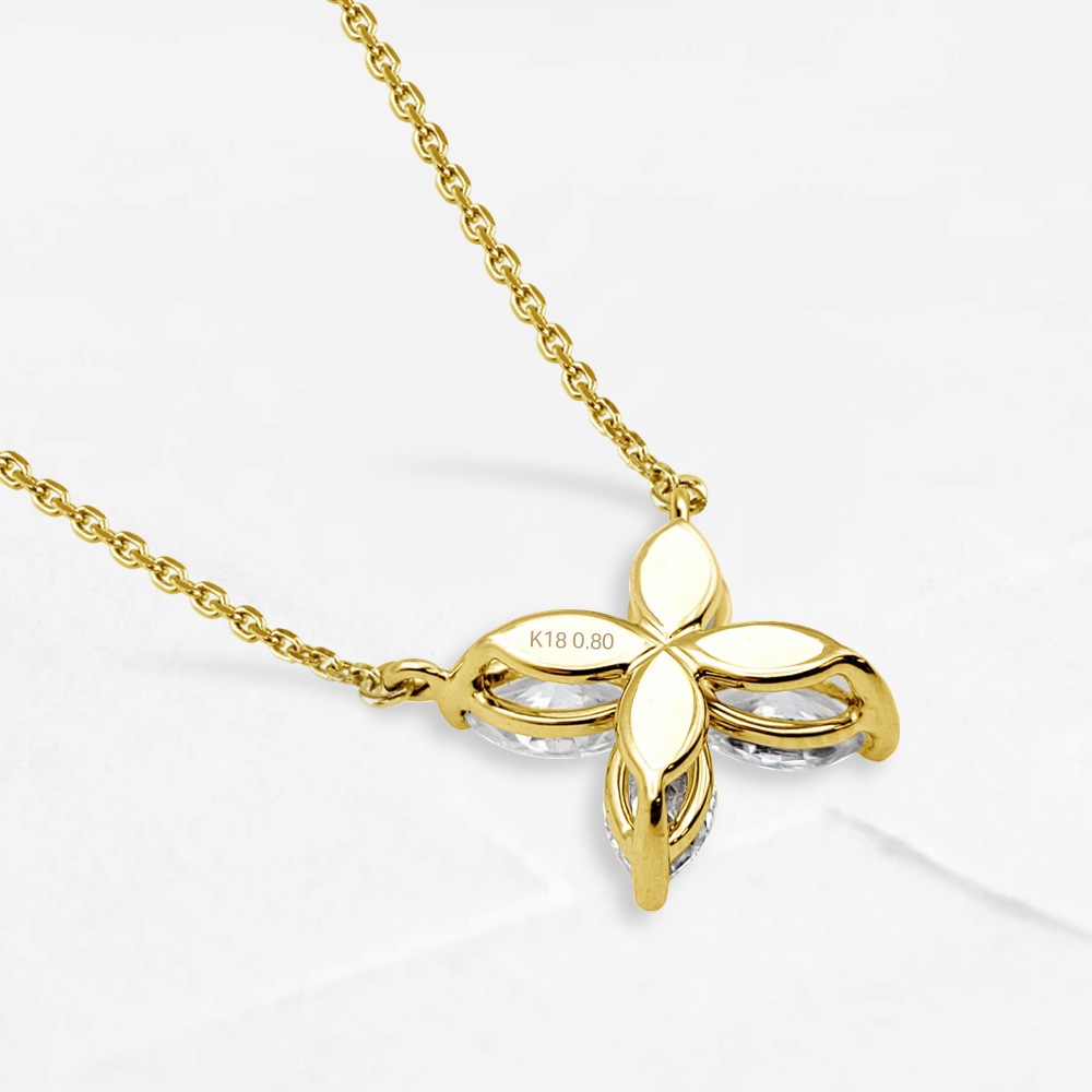 0.6ct / 0.8ct ダイヤモンド マーキスカット フラワーデザイン ネックレス ラボグロウン ダイヤモンド