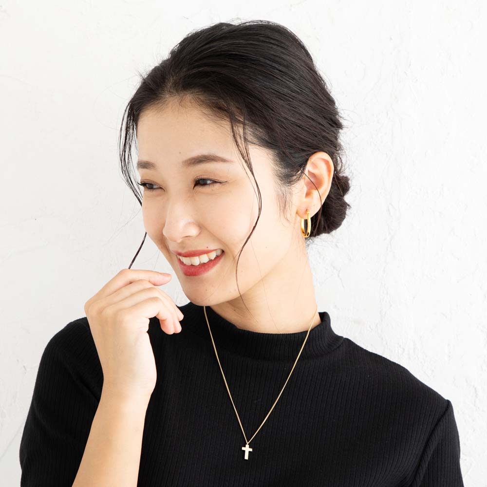 シルバー925 シンプルラウンド 甲丸タイプ ミディアムフープピアス