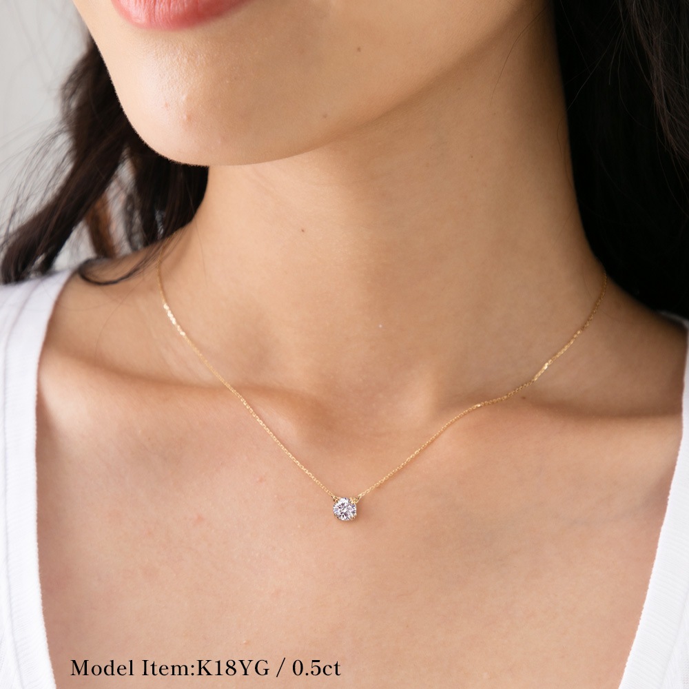 プラチナ又はK18ゴールド モアサナイト 両吊りネックレス（0.5ct-1.0ct）