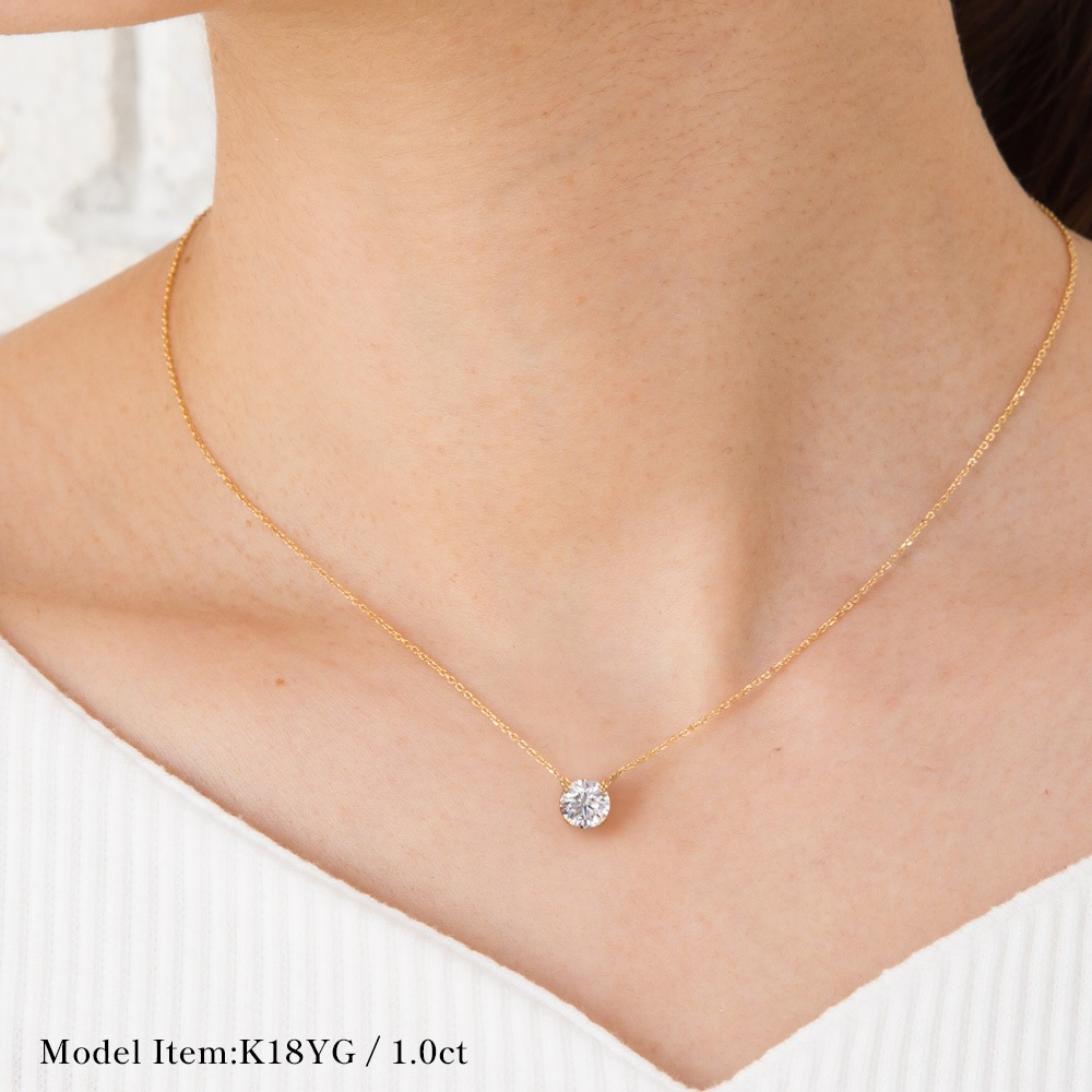 プラチナ又はK18ゴールド モアサナイト 両吊りネックレス（0.5ct-1.0ct）