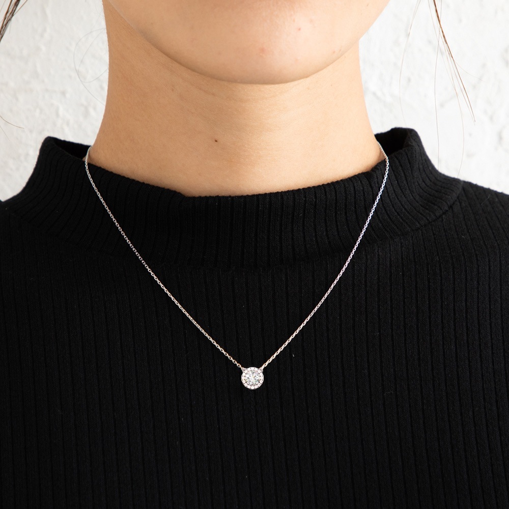 【IGI鑑定書付き】0.63ct / 1.15ct ダイヤモンド HALO ネックレス プラチナ 又は 18金 ゴールド ラボグロウン ダイヤモンド