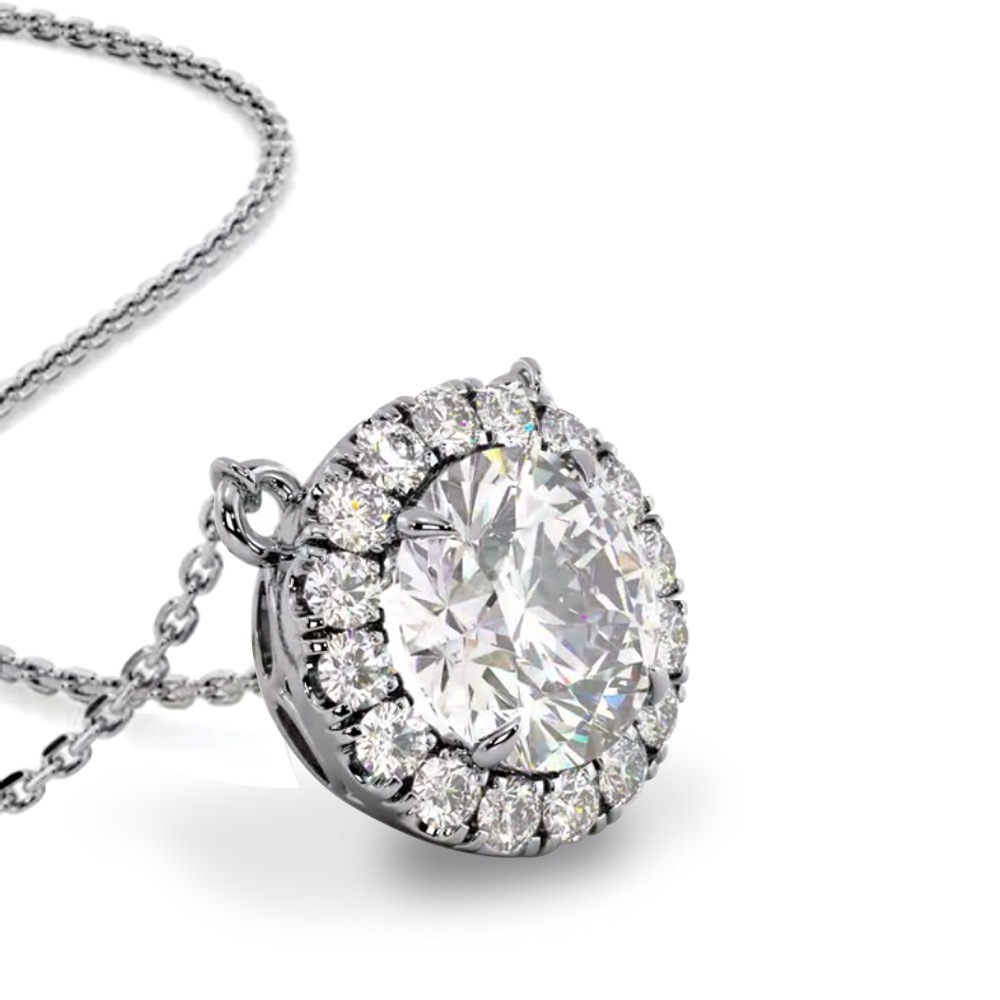 【IGI鑑定書付き】0.63ct / 1.15ct ダイヤモンド HALO ネックレス プラチナ 又は 18金 ゴールド ラボグロウン ダイヤモンド