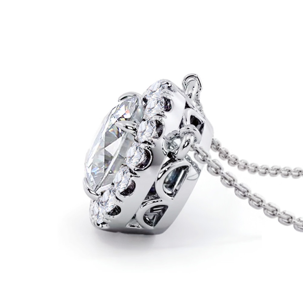 【IGI鑑定書付き】0.63ct / 1.15ct ダイヤモンド HALO ネックレス プラチナ 又は 18金 ゴールド ラボグロウン ダイヤモンド