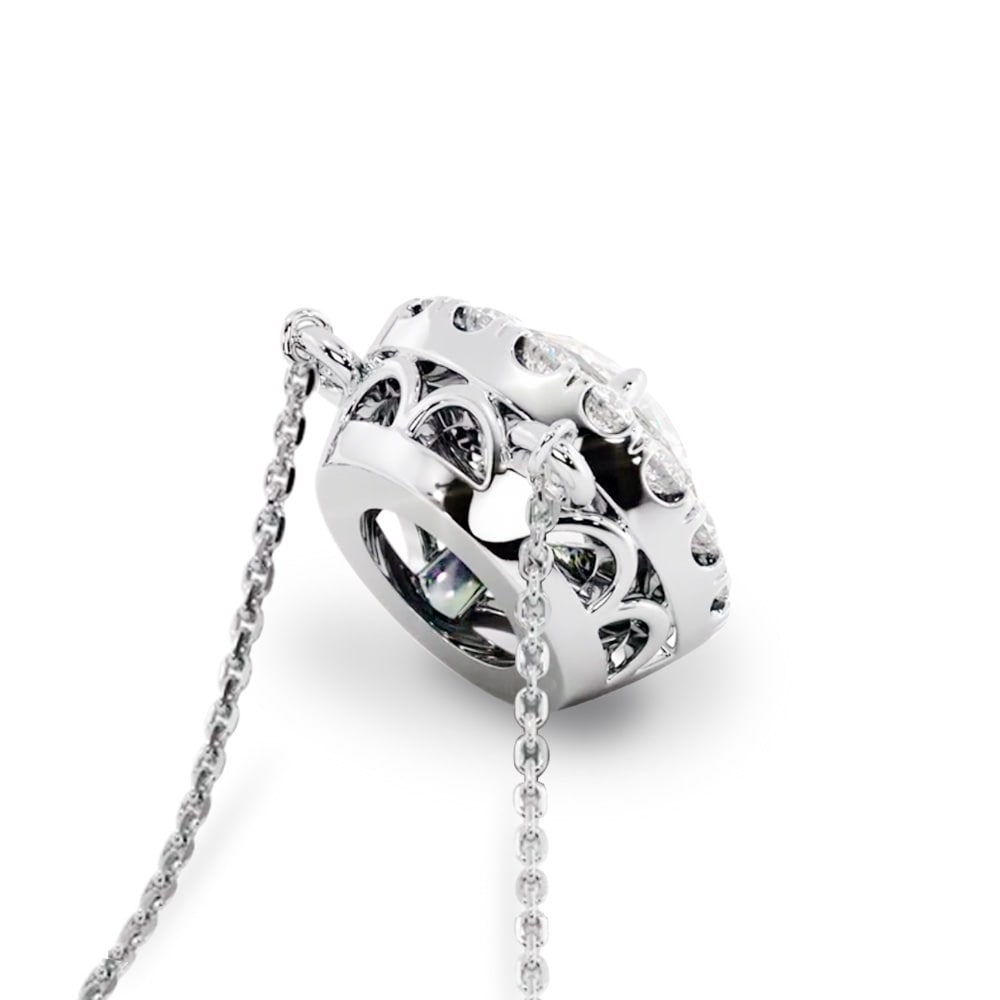 0.63ct / 1.15ct モアサナイト HALO ネックレス プラチナ 又は 18金 ゴールド