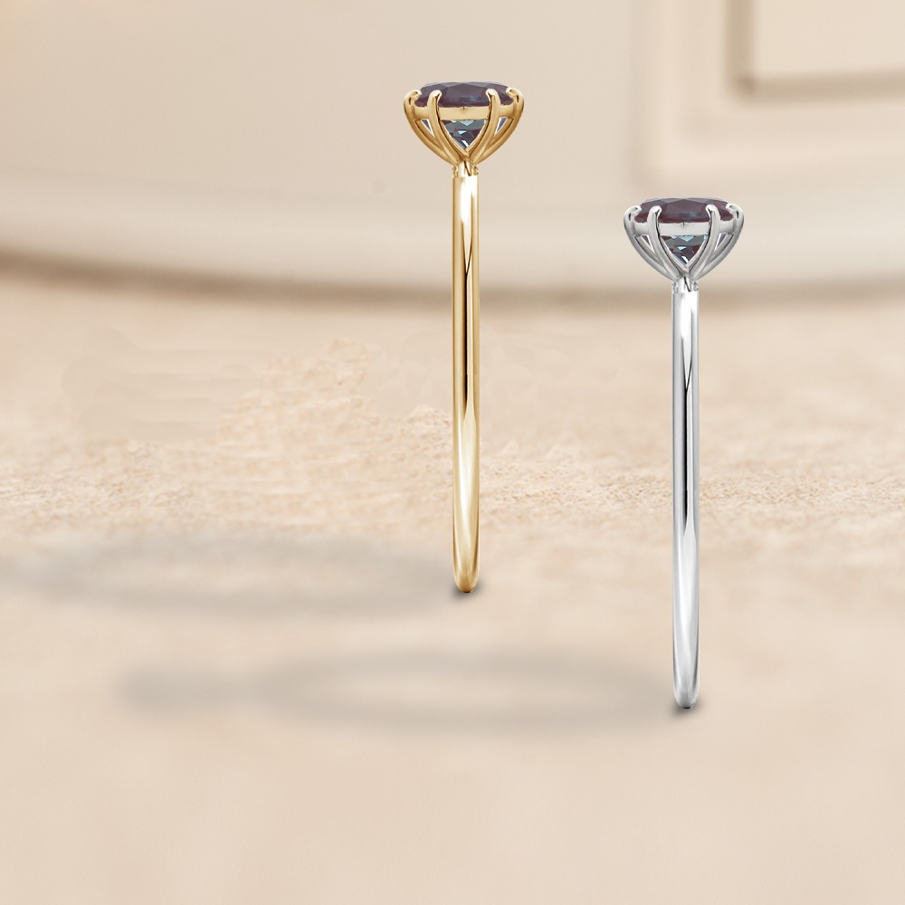 0.3カラット ラウンド アレキサンドライト リング ( ラボグロウン ) 指輪 プラチナ 18金ゴールド