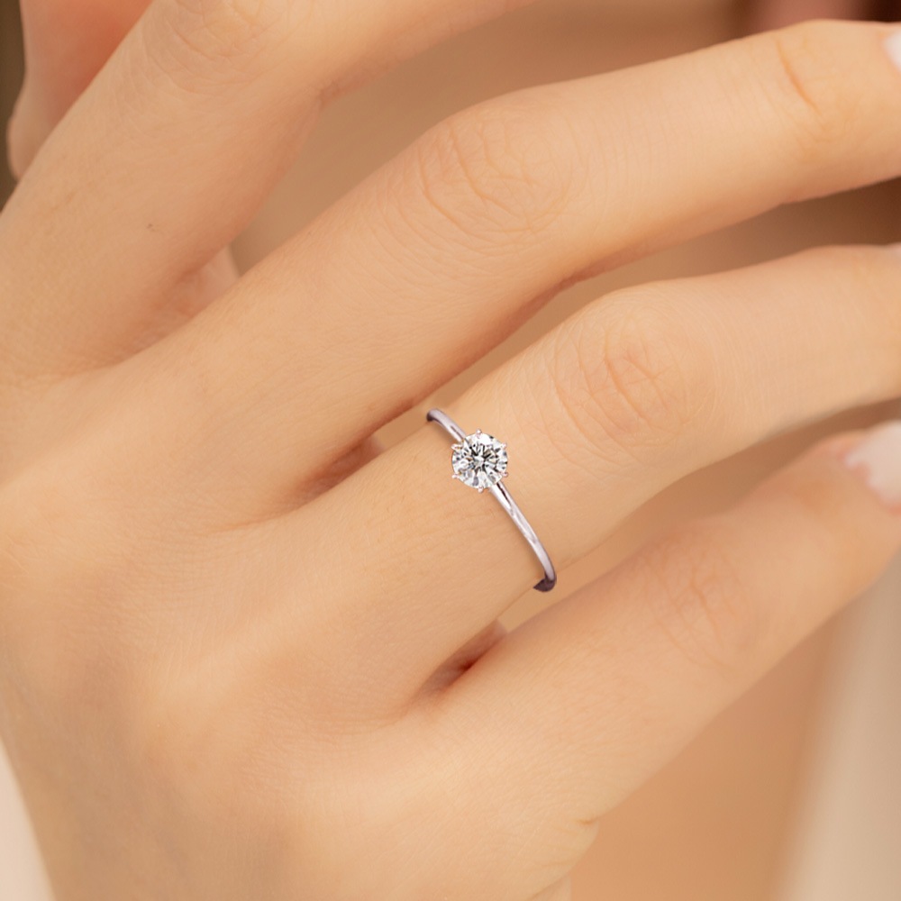 【IGI鑑定書付き】Pt900 / K18  0.3カラット ダイヤモンド 6爪 ソリティアリング（ラボグロウン・ダイヤモンド）