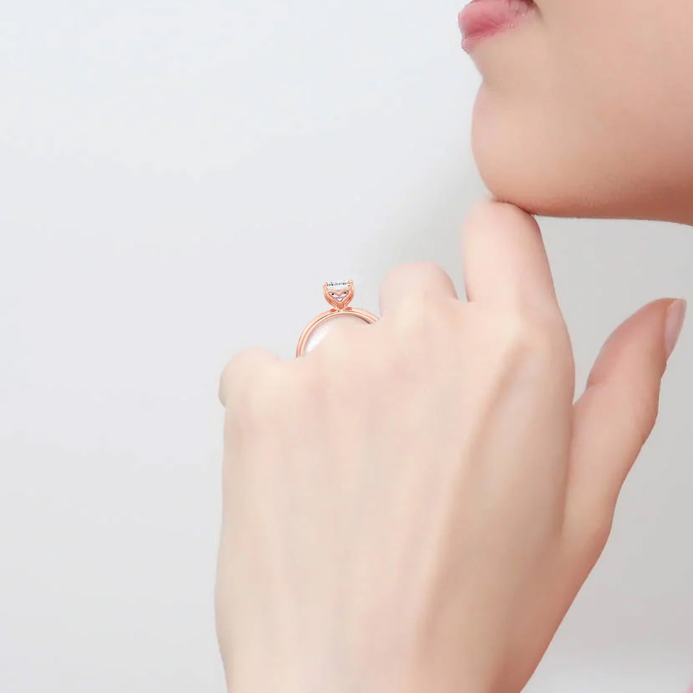 【IGI鑑定書付き】Pt900 / K18 1カラット ダイヤモンド ソリティアリング エメラルドカット ラボグロウン ダイヤモンド