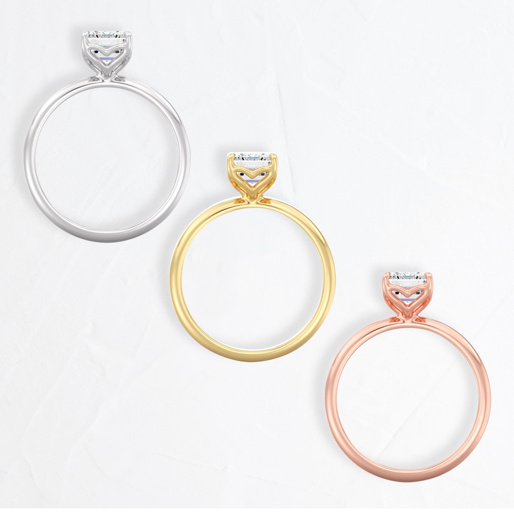 【IGI鑑定書付き】Pt900 / K18 1カラット ダイヤモンド ソリティアリング エメラルドカット ラボグロウン ダイヤモンド