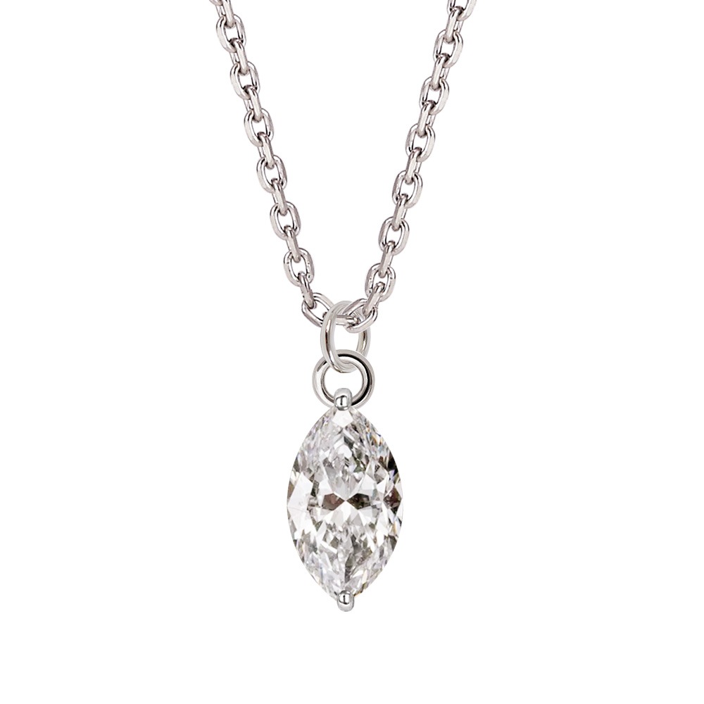 【IGI鑑定書付き】PT/K18 マーキス ダイヤモンド ソリティアネックレス(0.5ct-1.0ct)ラボグロウンダイヤモンド(D-VVS2)