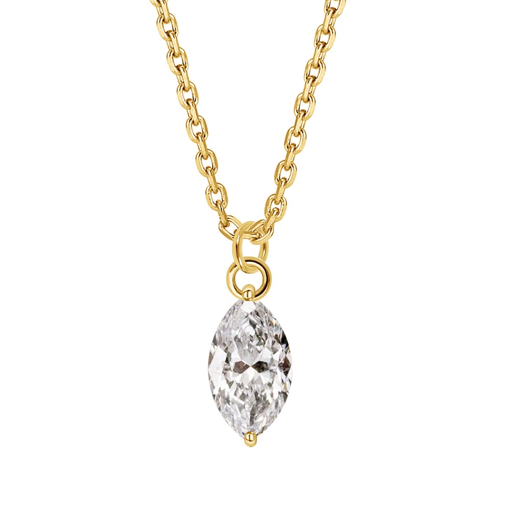 【IGI鑑定書付き】PT/K18 マーキス ダイヤモンド ソリティアネックレス(0.5ct-1.0ct)ラボグロウンダイヤモンド(D-VVS2)