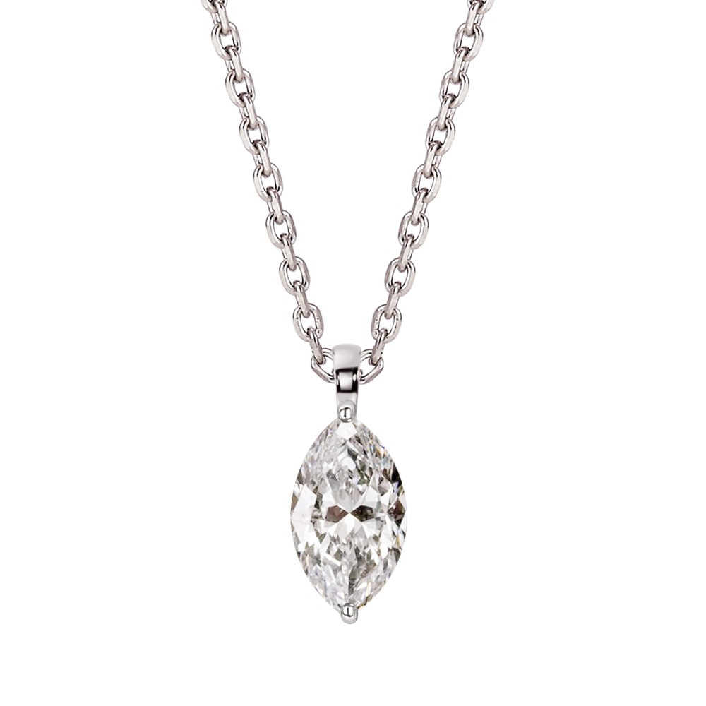 【IGI鑑定書付き】PT/K18 マーキス ダイヤモンド ソリティアネックレス(0.5ct-1.0ct)ラボグロウンダイヤモンド(D-VVS2)