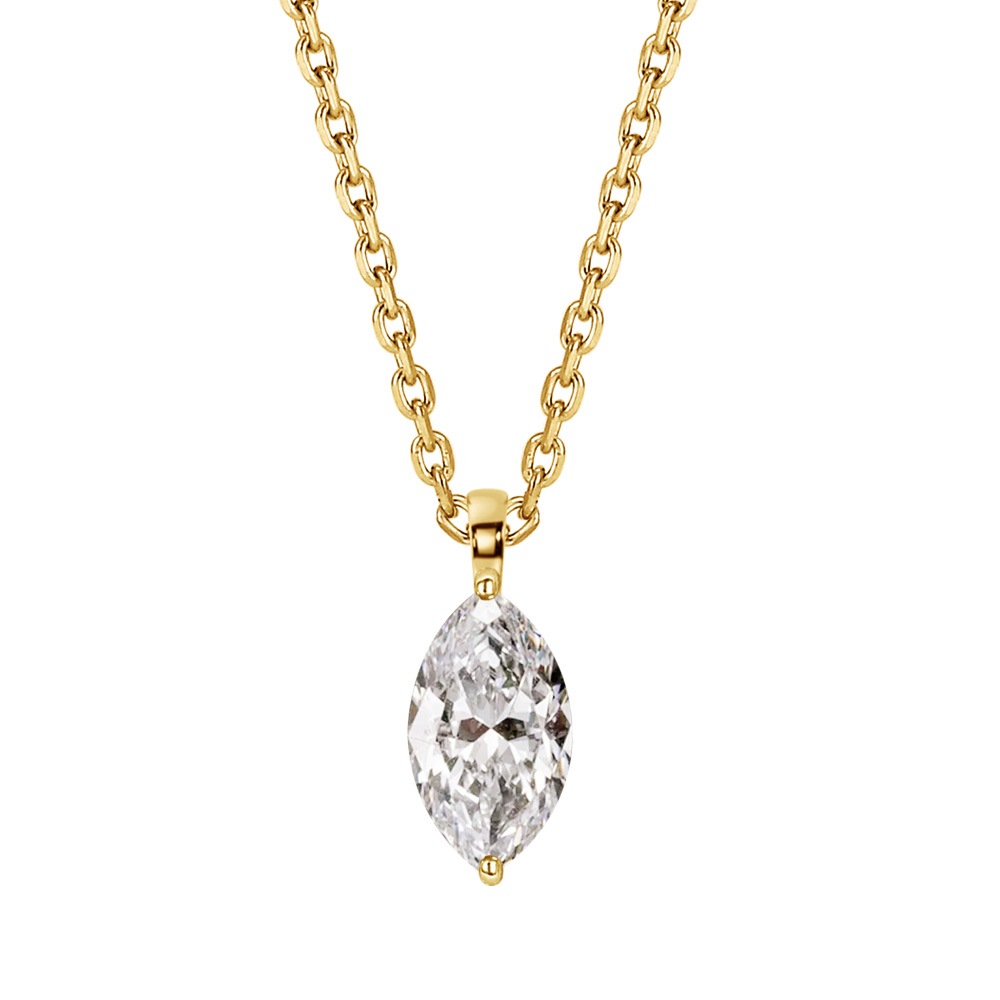 【IGI鑑定書付き】PT/K18 マーキス ダイヤモンド ソリティアネックレス(0.5ct-1.0ct)ラボグロウンダイヤモンド(D-VVS2)