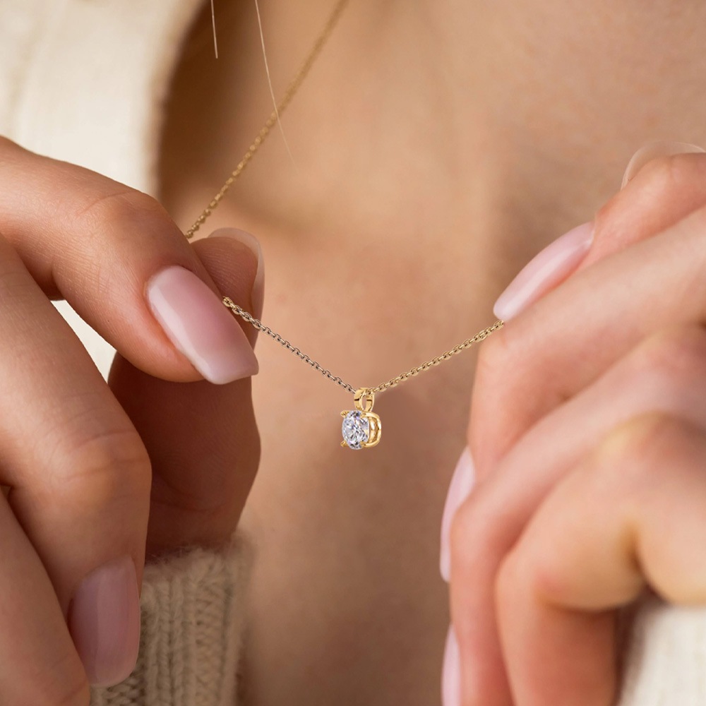 【IGI鑑定書付き】PT/K18 1.0ct ダイヤモンド ソリティアネックレス ラウンドブリリアントカット ラボグロウン ダイヤモンド