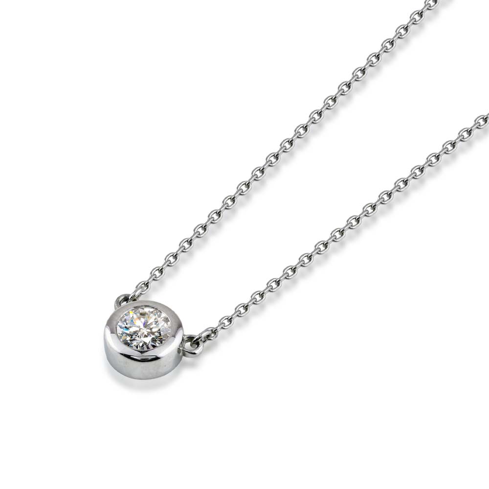 PT900 モアサナイトベゼル（フクリン）ネックレス ペンダント 0.3ct～1.0ct