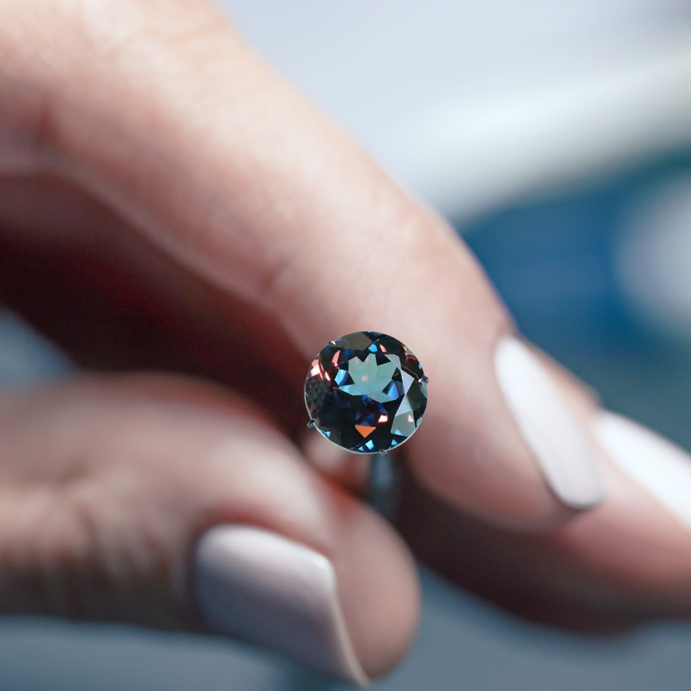 プラチナ/K18 アレキサンドライト 1.5ct ソリティアネックレス ラボグロウンアレキサンドライト