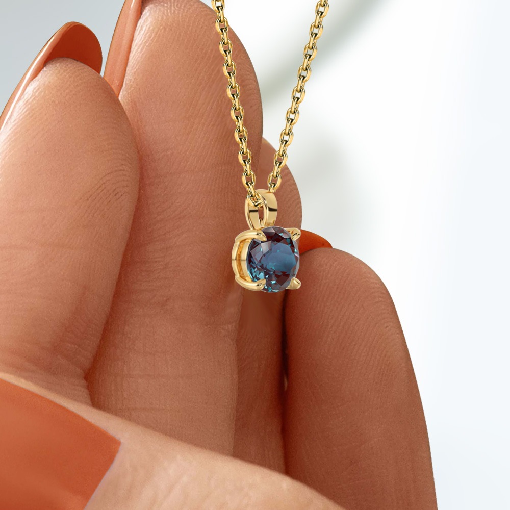 プラチナ/K18 アレキサンドライト 1.5ct ソリティアネックレス ラボグロウンアレキサンドライト