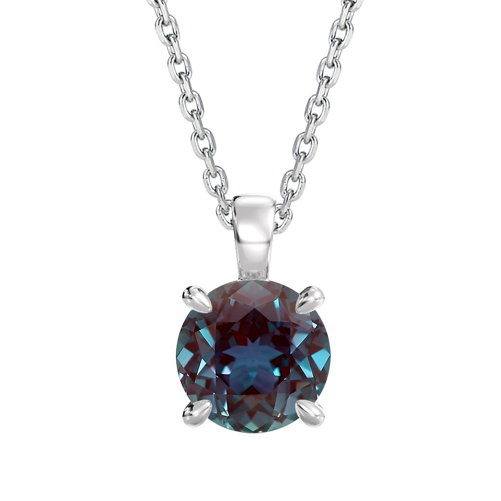 プラチナ/K18 アレキサンドライト 1.5ct ソリティアネックレス ラボグロウンアレキサンドライト