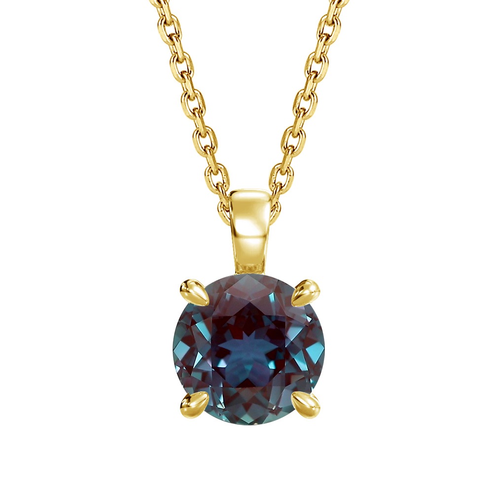 プラチナ/K18 アレキサンドライト 1.5ct ソリティアネックレス ラボグロウンアレキサンドライト