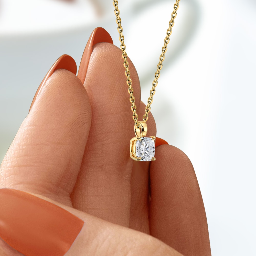 【IGI鑑定書付き】PT/K18 1.0ct ダイヤモンド ソリティアネックレス クッションカット ラボグロウン ダイヤモンド