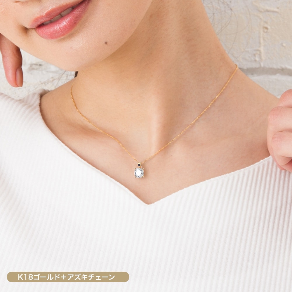 【IGI鑑定書付き】PT/K18 1.0ct ダイヤモンド ソリティアネックレス クッションカット ラボグロウン ダイヤモンド