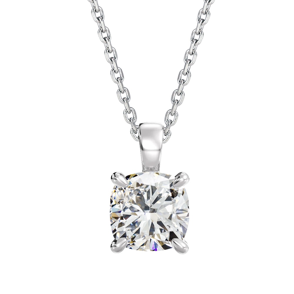【IGI鑑定書付き】PT/K18 1.0ct ダイヤモンド ソリティアネックレス クッションカット ラボグロウン ダイヤモンド