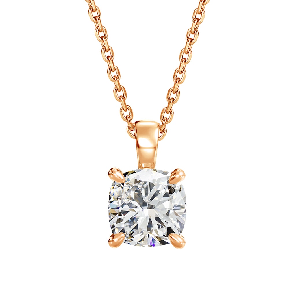 【IGI鑑定書付き】PT/K18 1.0ct ダイヤモンド ソリティアネックレス クッションカット ラボグロウン ダイヤモンド